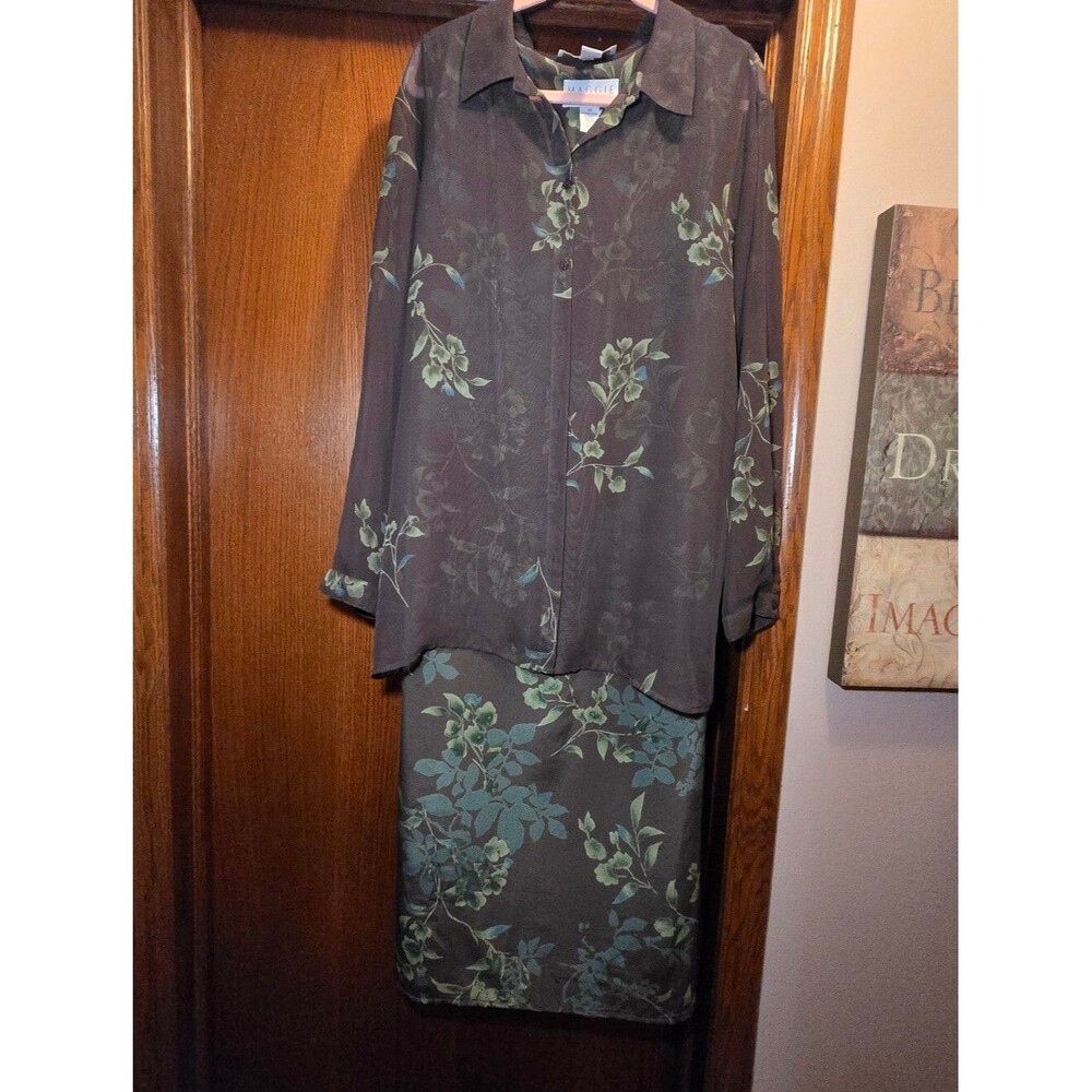 Chic Floral Maxi Dress - Green 2X